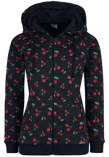 Pussy Deluxe - Cherries Hooded Zip-Jacket - Felpa jogging - Donna - nero rosso