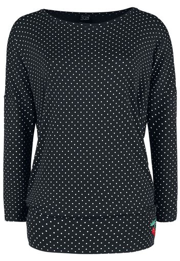 Pussy Deluxe - Little Dots Loose Longsleeve - Maglia a maniche lunghe - Donna - nero bianco