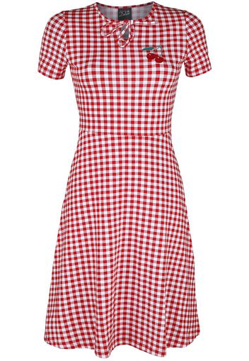 Pussy Deluxe - Back To 1955 Checkered Dress - Abito media lunghezza - Donna - rosso bianco