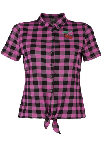Pussy Deluxe - Checkered Short Blouse - Blusa - Donna - nero rosa