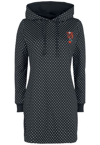 Pussy Deluxe - Cherries Dots Hooded Sweatdress - Miniabito - Donna - nero bianco