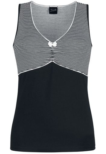 Pussy Deluxe - Mini Stripes Top - Top - Donna - nero bianco