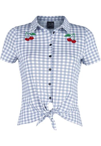 Pussy Deluxe - Plaid Short Girl Blouse - Blusa - Donna - blu bianco