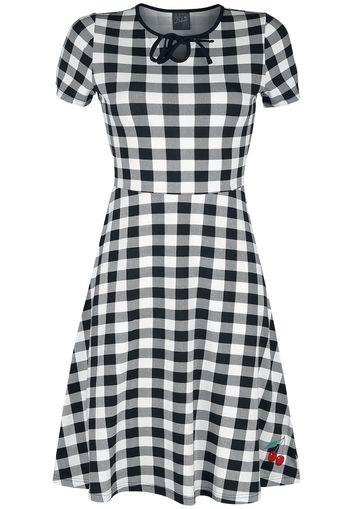 Pussy Deluxe - Back To 1955 Checkered Dress - Abito media lunghezza - Donna - nero bianco