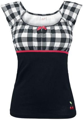 Pussy Deluxe - Evie Shirt Plaid - T-Shirt - Donna - nero bianco