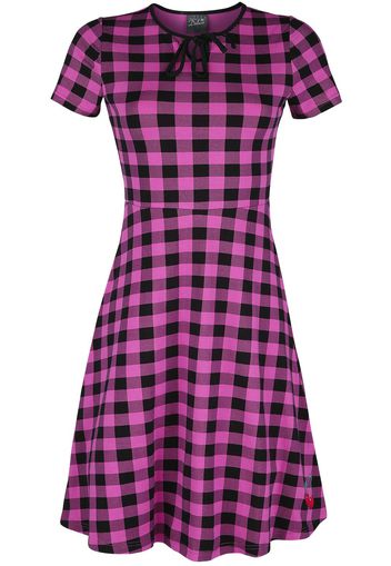 Pussy Deluxe - Back To 1955 Checkered Dress - Abito media lunghezza - Donna - nero rosa