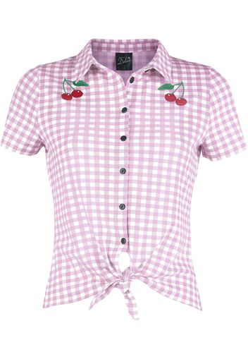 Pussy Deluxe - Plaid Short Girl Blouse - Blusa - Donna - rosa bianco