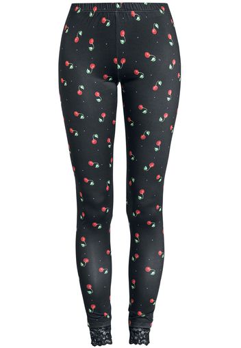 Pussy Deluxe - Cherries Leggings - Leggings - Donna - nero rosso