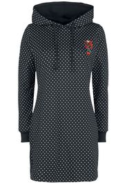 Pussy Deluxe - Cherries Dots Hooded Sweatdress - Miniabito - Donna - nero bianco