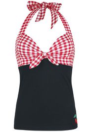 Pussy Deluxe - Red Plaid Halterneck - Top collo - Donna - nero rosso