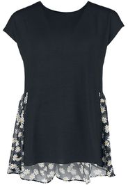 QED London - Daisy Chiffon Hem Top - T-Shirt - Donna - nero