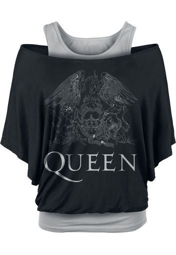 Queen - Crest Logo - T-Shirt - Donna - nero grigio