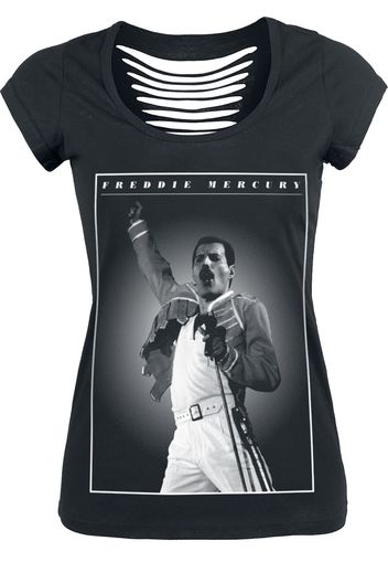 Queen - Freddie - Stage Photo - T-Shirt - Donna - nero