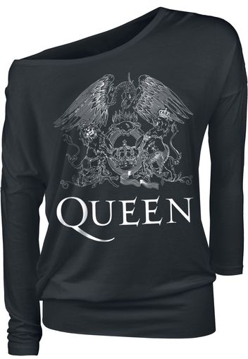 Queen - Crest Vintage - Maglia a maniche lunghe - Donna - nero