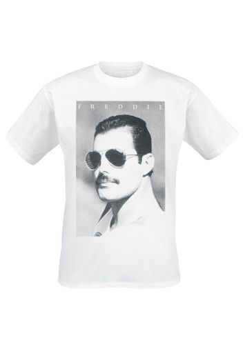 Queen - Freddie Mercury - Sunglasses - T-Shirt - Uomo - bianco