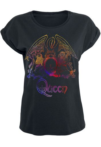 Queen - Neon Pattern Crest - T-Shirt - Donna - nero