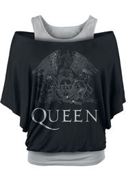 Queen - Crest Logo - T-Shirt - Donna - nero grigio