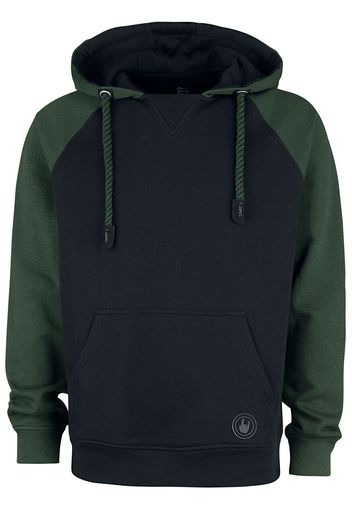 RED by EMP - Black/Green Hooded Jumper with Raglan Sleeves - Felpa con cappuccio - Uomo - nero verde scuro