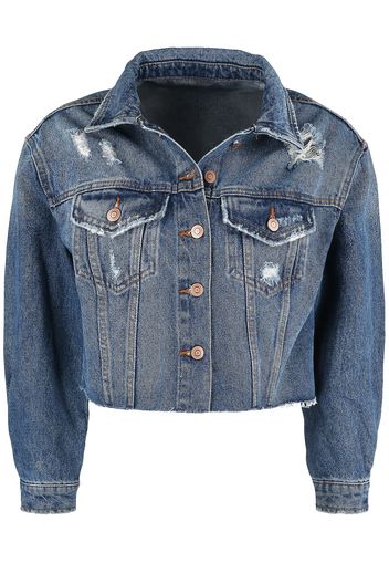 RED by EMP - Blue Denim Jacket with Distressed Effects - Giubbetto di jeans - Donna - blu scuro