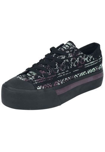 RED by EMP - LowCut Plateau Sneaker mit Aztekenprint - Sneaker - Donna - nero