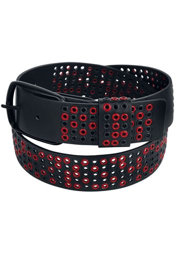 RED by EMP - Schwarzer Gürtel mit schwarzen und roten Ösen - Cintura - Unisex - nero