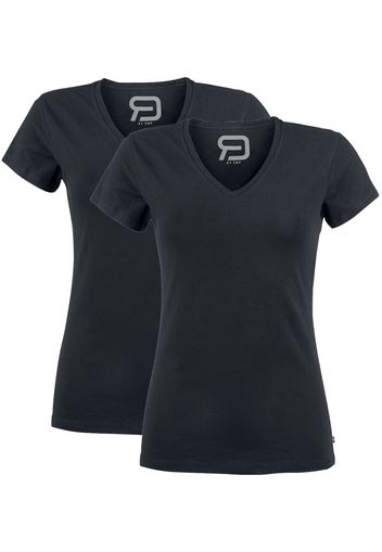 RED by EMP - Two Black T-shirts with V-Neckline - T-Shirt - Donna - nero