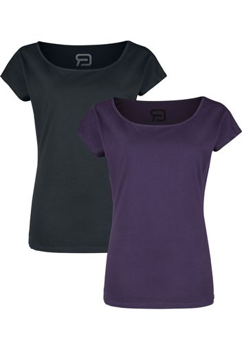 RED by EMP - Double Pack of Crew-Neck T-Shirts - T-Shirt - Donna - nero viola