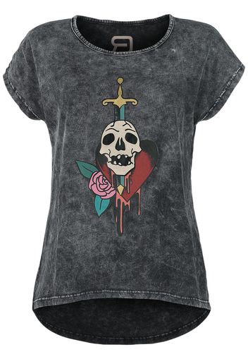 RED by EMP - T-shirt with dagger skull print - T-Shirt - Donna - grigio