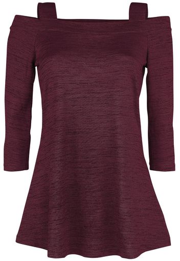 RED by EMP - Red long-sleeved shirt with flared hemline - Maglia a maniche lunghe - Donna - bordeaux nero