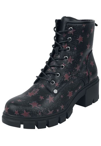 RED by EMP - Black Boots with Star Pattern - Stivali - Donna - nero