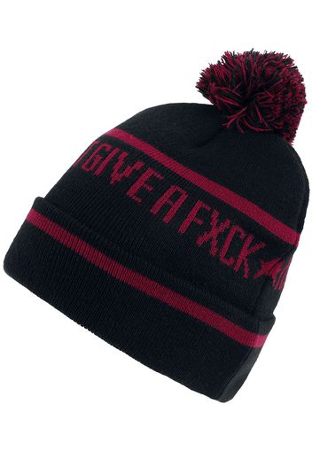 RED by EMP - Strickmütze I Don't Give A Fxck - Beanie - Uomo - nero rosso