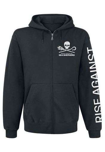 Rise Against - Sea Shepherd Cooperation - Our Precious Time Is Running Out - Felpa con cappuccio - Uomo - nero