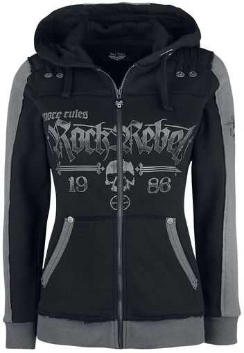 Rock Rebel by EMP - Black Hooded Jacket with Rock Rebel and Skull Prints - Felpa jogging - Donna - nero