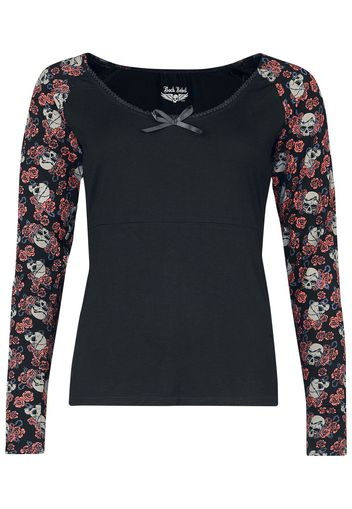 Rock Rebel by EMP - Long-sleeved shirt with skull and roses print - Maglia Maniche Lunghe - Donna - nero