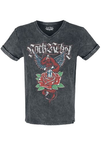 Rock Rebel by EMP - T-shirt with old school print - T-Shirt - Uomo - grigio