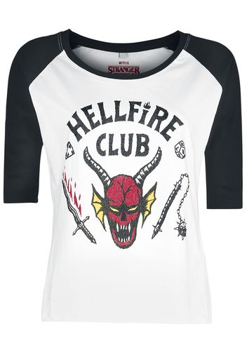 Stranger Things - Hellfire Club - Maglia Maniche Lunghe - Donna - bianco nero