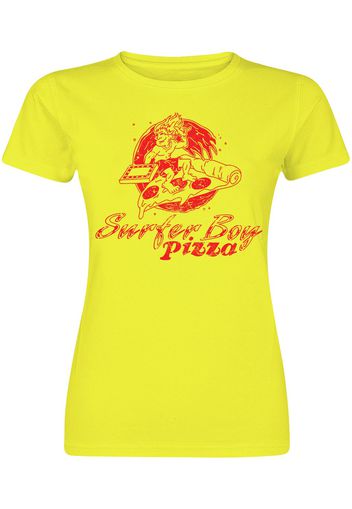 Stranger Things - Surfer Boy Pizza - T-Shirt - Donna - giallo