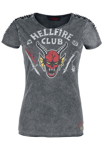 Stranger Things - Hellfire Club - T-Shirt - Donna - grigio scuro