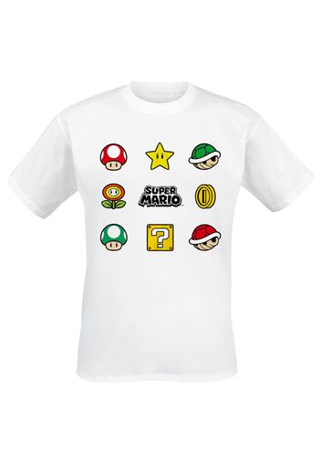 Super Mario - Items - T-Shirt - Uomo - bianco