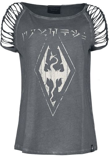 The Elder Scrolls - V - Skyrim - Dovahkiin Logo - T-Shirt - Donna - antracite