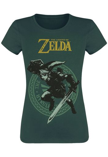 The Legend Of Zelda - Link Pose - T-Shirt - Donna - verde scuro