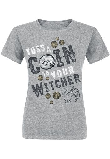 The Witcher - Toss A Coin To Your Witcher - T-Shirt - Donna - grigio melange