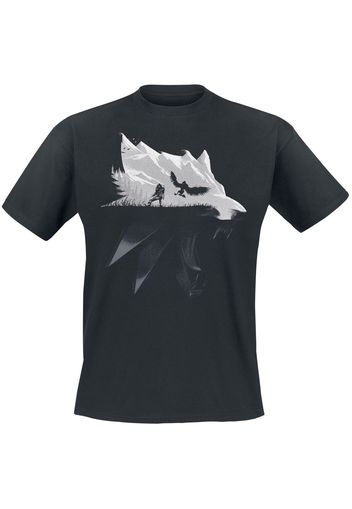 The Witcher - Wolf Silhouette - T-Shirt - Uomo - nero