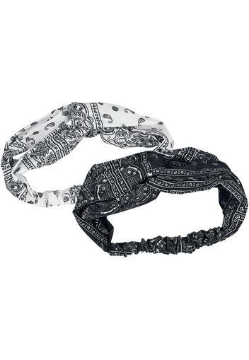 Urban Classics - Bandana Print Headband 2-Pack - Fascia per capelli - Donna - nero bianco