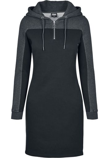 Urban Classics - Ladies 2-Tone Hooded Dress - Miniabito - Donna - nero carbone