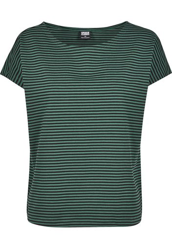 Urban Classics - Ladies Yarn Dyed Baby Stripe Tee - T-Shirt - Donna - verde nero