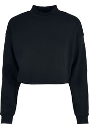 Urban Classics - Ladies Cropped Oversized High Neck Crew - Felpa - Donna - nero