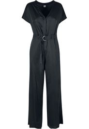 Urban Classics - Ladies Satin Wide Leg Belt Jumpsuit - Tuta - Donna - nero