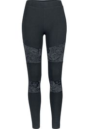 Urban Classics - Ladies Lace Inset Leggings - Leggings - Donna - nero