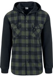 Urban Classics - Hooded Checked Flannel - Camicia in flanella - Uomo - nero verde